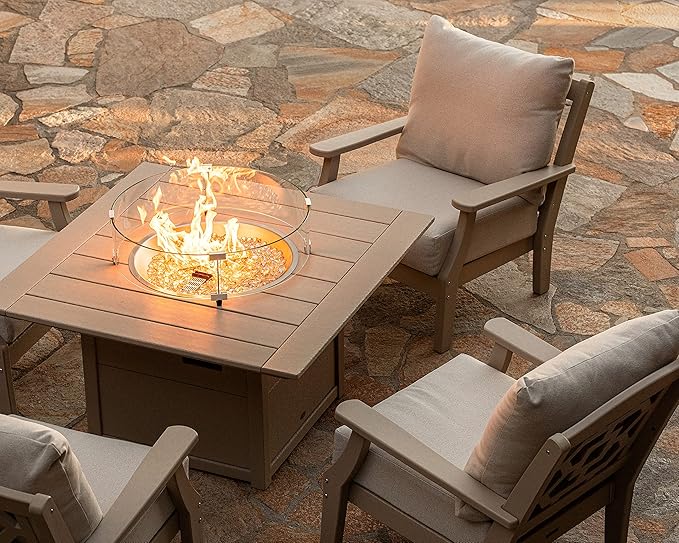 Martha Stewart by POLYWOOD® Chinoiserie Deep Seating Chair in Sand/Glacier Spa