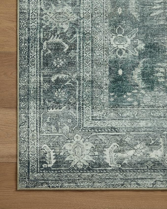 Loloi Magnolia Home by Joanna Gaines Banks Collection BAN-03 Blue/Lagoon 3'-6" x 5'-6" .13" Pile Height, Machine Washable, Accent Rug