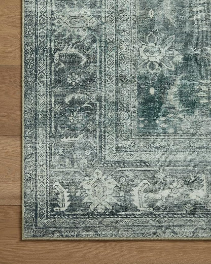 Loloi Magnolia Home by Joanna Gaines Banks Collection BAN-03 Blue/Lagoon 2'-6" x 9'-6", .13" Pile Height, Machine Washable, Runner Rug