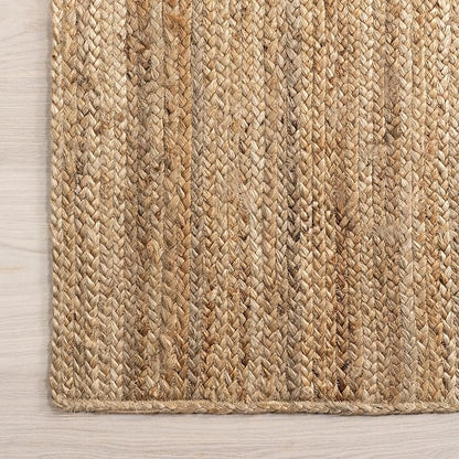 nuLOOM 12x18 Rigo Jute Hand Woven Area Rug, Natural, Solid Farmhouse Design, Natural Fiber, For Bedroom, Living Room, Dining Room, Hallway, Office, Kitchen, Entryway