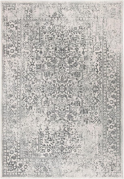 SAFAVIEH Evoke Collection 5'1" x 7'6" Ivory/Grey EVK256F Oriental Distressed Non-Shedding Living Room Bedroom Area Rug