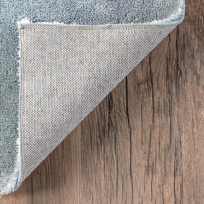 nuLOOM 2' x 8' Cozy Plush SuperiorWash Area Rug, Machine Washable, Non-Slip, Soft Fluffy Shag Carpet for Living Room Bedroom Kids Room Nursery Home Decor, Loni Light Blue