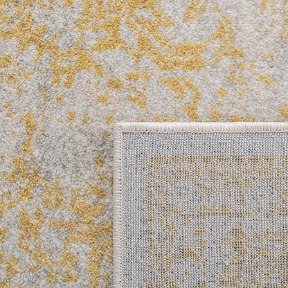 SAFAVIEH Evoke Collection Area Rug - 5'3" Square, Ivory & Gold, Distressed Design, Non-Shedding & Easy to Clean, Ideal for Living Room, Bedroom, Dining Space (EVK256B)