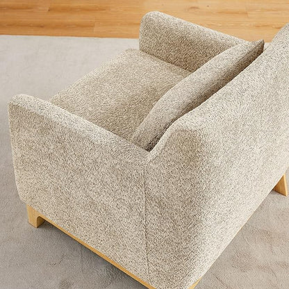 VANOMi Accent Chairs for Living Room, Sherpa Oversize Accent Chair with Thick Cushion 31 Inch Comfy Chair for Bedroom, Apartment, Light Camel