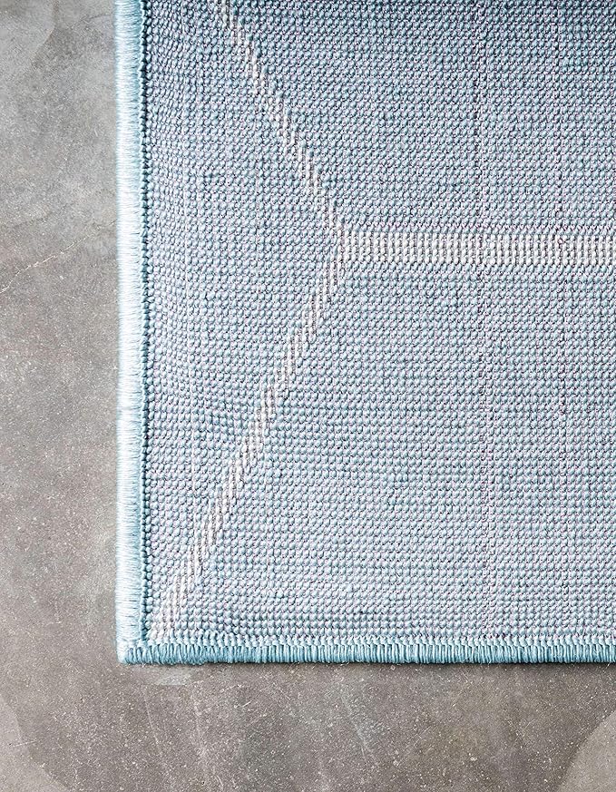 Unique Loom Trellis Frieze Collection Area Rug - Geometric (7' 1" x 10', Light Blue/ Ivory)