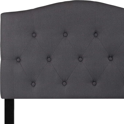 EMMA + OLIVER Twin Size Tufted Upholstered Headboard with Adjustable Metal Bed Rail Slots, Modern Fabric Upholstered Twin Headboard, Dark Gray