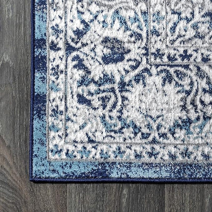 JONATHAN Y Modern Vintage Medallion Navy/Light Gray Indoor Area Rug, 3x5, Country, Floral, Easy-Cleaning for Living Room, Bedroom, Kitchen, Pet Friendly, Non-Shedding (MDP100B-3)
