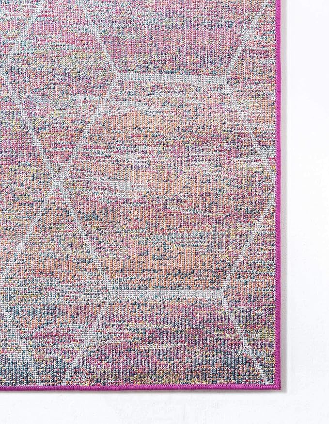 Unique Loom Trellis Frieze Collection Area Rug - Geometric (2' x 8' 8" Runner, Multi/ Ivory)