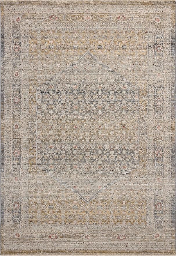 Loloi Chris Loves Julia Ida Collection IDA-02 Stone/Gold 2'-7" x 8'-0", .19" Pile Height, Runner Rug
