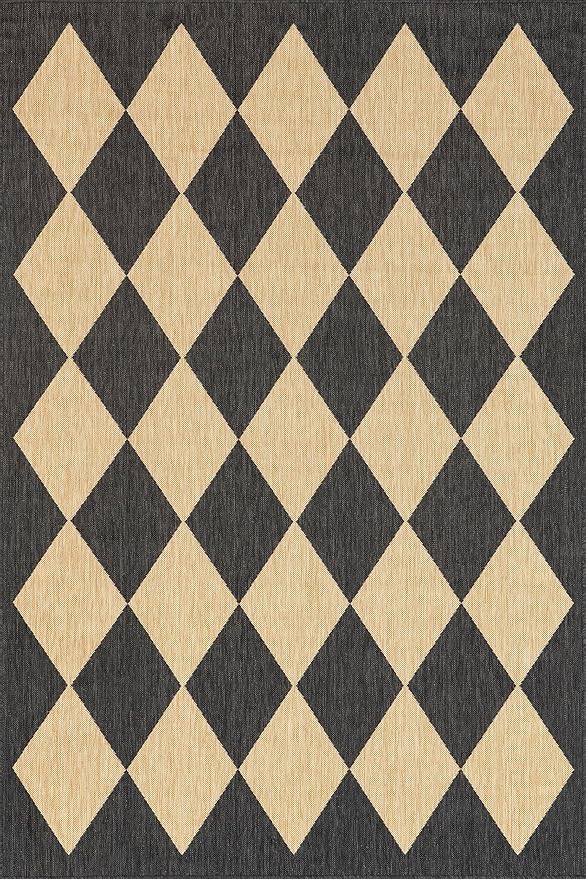 nuLOOM 5' x 8' Outdoor Performance Area Rug, Stain Resistant, Weather Resistant, High Traffic, Patio, Balcony, Outside, Sabina Dark Grey
