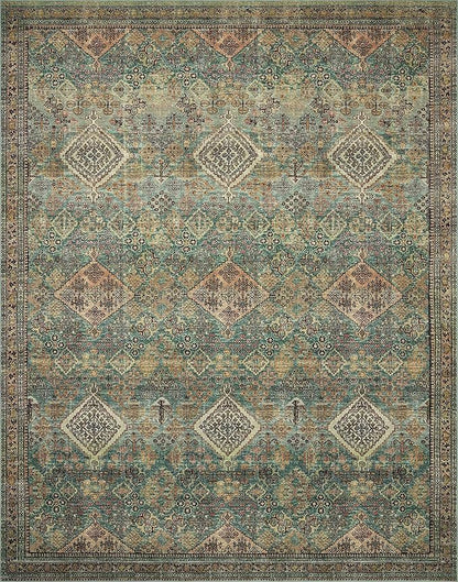 Loloi Magnolia Home by Joanna Gaines Sinclair Collection SIN-03 Turquoise/Multi 8'-6" x 11'-6", .25" Pile Height, Machine Washable, Area Rug