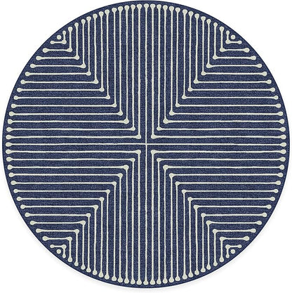 RUGGABLE x Jonathan Adler Machine Washable Modern Area Rug– Inkdrop Lapis Blue 8 ft Round, Stain-Resistant, Non-Slip–Large Rugs for Living Room, Bedroom, Hallway, Entryway & Office–with Cushioned Pad