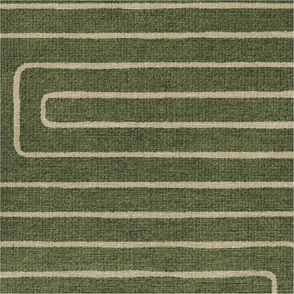RUGGABLE x Jonathan Adler Machine Washable Modern Runner Rug – Labyrinth Fern Green 2.5x10, Stain-Resistant, Non-Slip – Washable Rug for Hallway, Entryway, Living Room & Kitchen–with Standard Pad