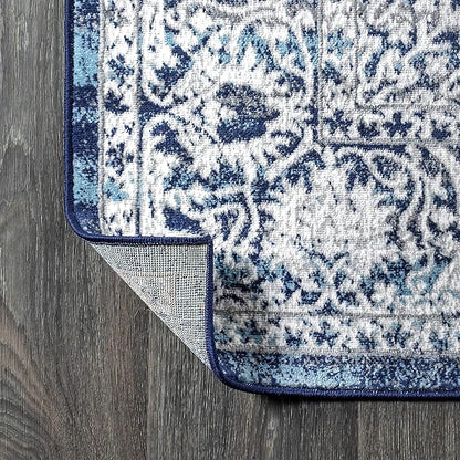 JONATHAN Y Modern Vintage Medallion Navy/Light Gray Indoor Area Rug, 8x10, Country, Floral, Easy-Cleaning for Living Room, Bedroom, Kitchen, Pet Friendly, Non-Shedding (MDP100B-8)