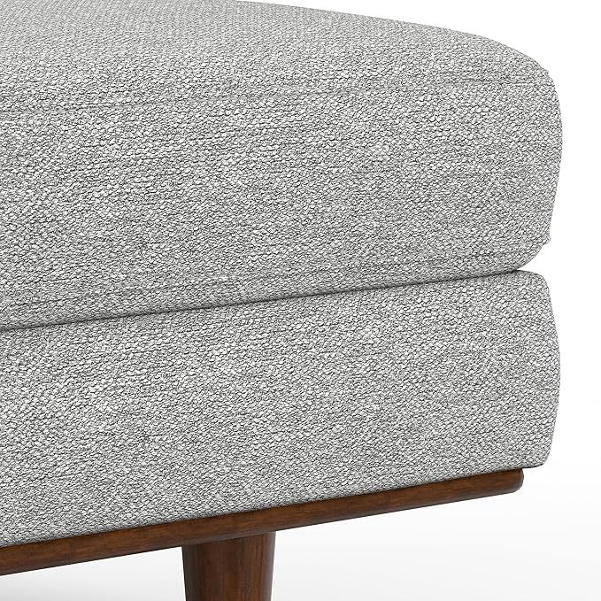 SIMPLIHOME Morrison Mid-Century Modern 89 inch Wide Sofa with Ottoman Set in Mist Grey Woven-Blend Fabric for the Living Room and Family Room