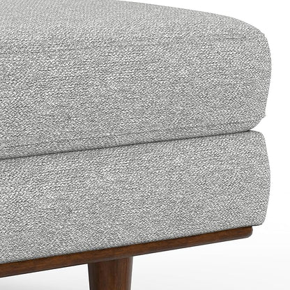 SIMPLIHOME Morrison 33-inch Wide Table Ottoman in Mist Grey Woven-Blend Fabric, Multifunctional Footrest, Coffee Table, or Extra Seating for Living Room, Mid-Century Modern Style