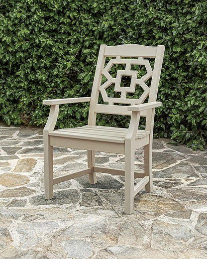Martha Stewart by POLYWOOD® Chinoiserie Dining Arm Chair in Mahogany