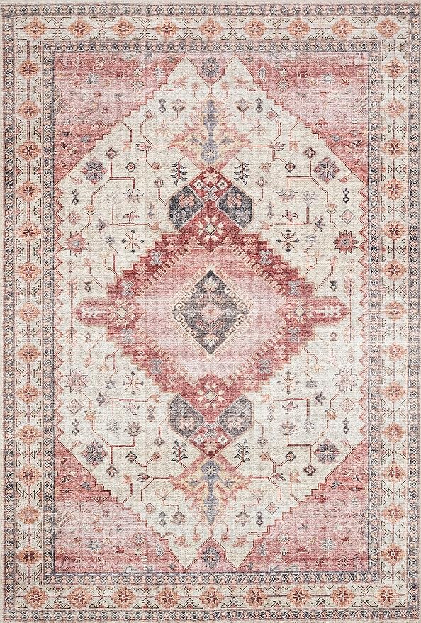Loloi Skye Collection SKY-02 Ivory/Berry 2'-0" x 5'-0" Accent Rug