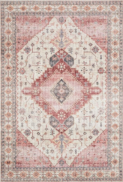 Loloi II Skye Collection SKY-02 Ivory/Berry 2'-6" x 7'-6" Runner Rug