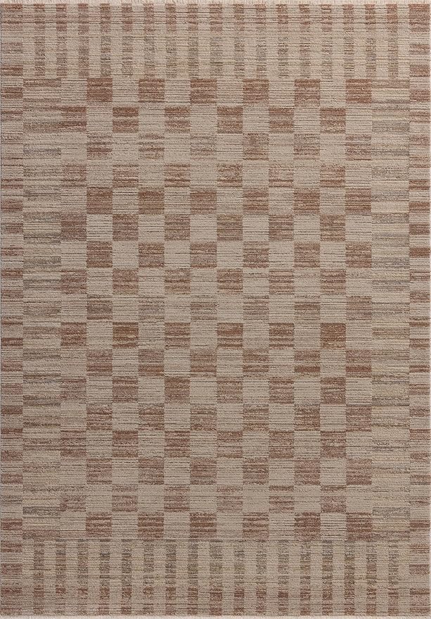 Loloi Amber Lewis Cali Collection CIL-06 Brick/Natural 3'-6" x 5'-6", .25" Pile Height, Accent Rug