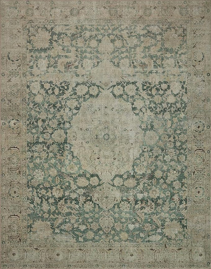 Loloi Magnolia Home by Joanna Gaines Sinclair Collection SIN-05 Jade/Sand 2'-0" x 5'-0", .25" Pile Height, Machine Washable, Accent Rug
