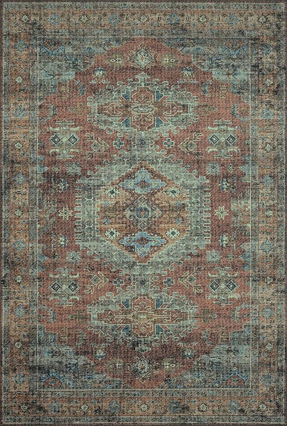 Loloi Skye Collection SKY-07 Terracotta/Sky 7' x 9' Oval Area Rug