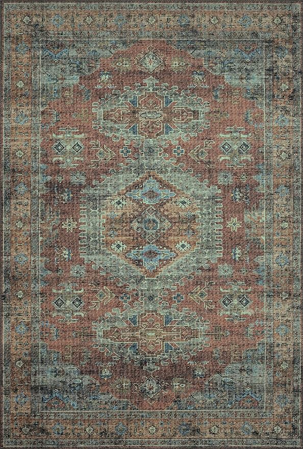 Loloi Skye Collection SKY-07 Terracotta/Sky 2'-6" x 12'-0" Runner Rug