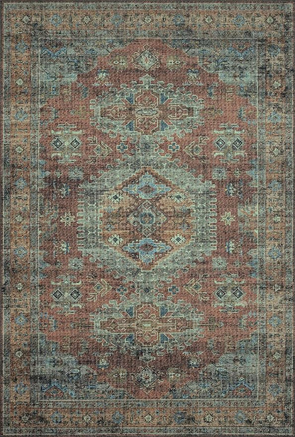 Loloi Skye Collection SKY-07 Terracotta/Sky 2'-6" x 12'-0" Runner Rug