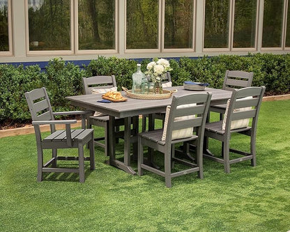 POLYWOOD Lakeside 7-Piece Outdoor Dining Set, All-Weather HDPE Patio Furniture Table and Chairs, Fade-Proof, Green
