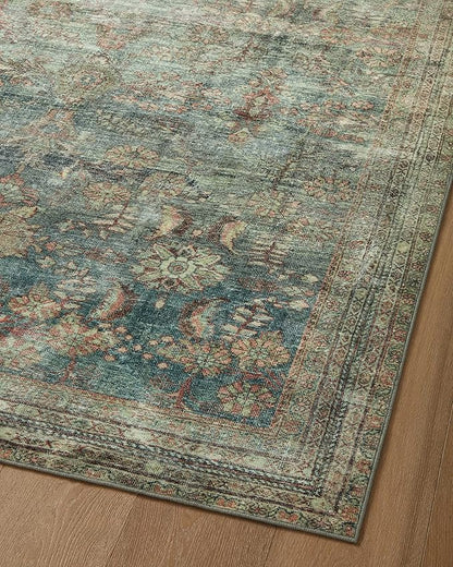 Loloi Magnolia Home by Joanna Gaines Banks Collection BAN-01 Ocean/Spice 7'-6" x 9'-6", .13" Pile Height, Machine Washable, Area Rug