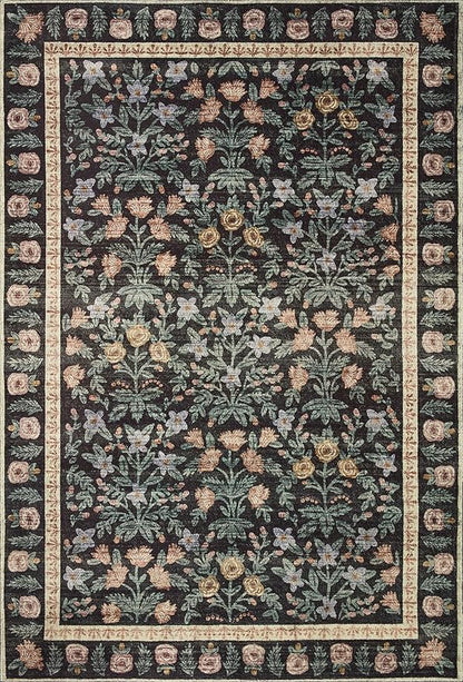 Loloi Rifle Paper Co. Eden Collection EDE-02 Mughal Garden Black 3'-6" x 5'-6" Accent Rug feat. CloudPile™