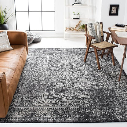 SAFAVIEH Area Rug 12x18 - Evoke Collection - Large - Black & Grey, Distressed Design, Non-Shedding & Easy to Clean, Ideal for Living Room, Bedroom, Dining Space (EVK256R)
