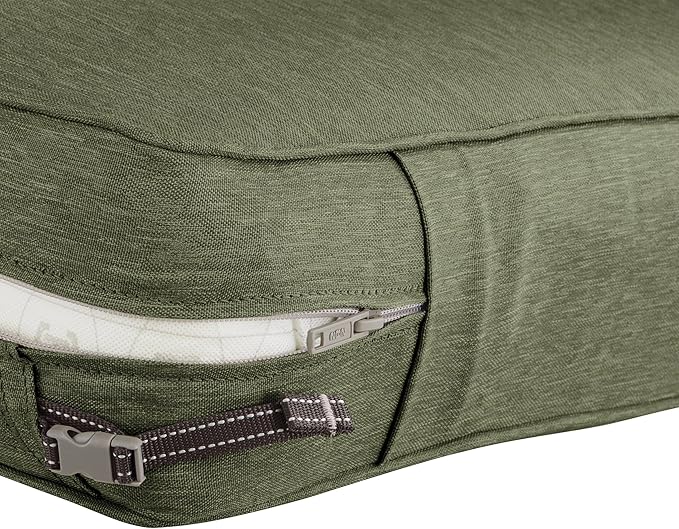 Classic Accessories Montlake Water-Resistant 25 x 25 x 5 Inch Square Outdoor Seat Cushion, Patio Furniture Chair Cushion, Heather Fern Green, Outdoor Cushion Cover