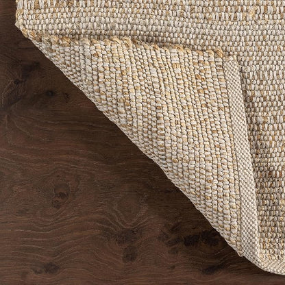 nuLOOM 4x6 Elfriede Jute & Cotton Hand Woven Area Rug, Natural, Solid Rustic Farmhouse Style, Weaved Design, Natural Fiber, For Bedroom, Living Room, Dining Room, Hallway, Office, Entryway