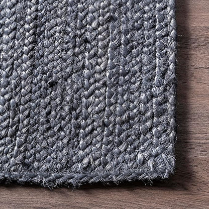 nuLOOM 2x3 Rigo Jute Hand Woven Area Rug, Navy, Solid Farmhouse Design, Natural Fiber, For Bedroom, Living Room, Dining Room, Hallway, Office, Kitchen, Entryway