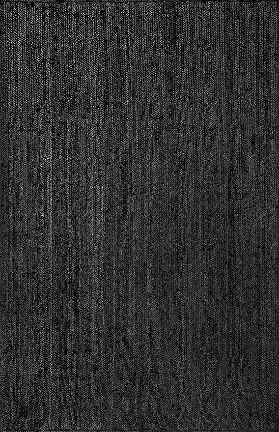 nuLOOM 6 Square Rigo Jute Hand Woven Area Rug, Black, Solid Farmhouse Design, Natural Fiber, For Bedroom, Living Room, Dining Room, Hallway, Office, Kitchen, Entryway