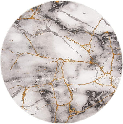 SAFAVIEH Craft Collection 12' Round Grey/Gold CFT877F Modern Abstract Non-Shedding Living Room Dining Bedroom Foyer Area Rug