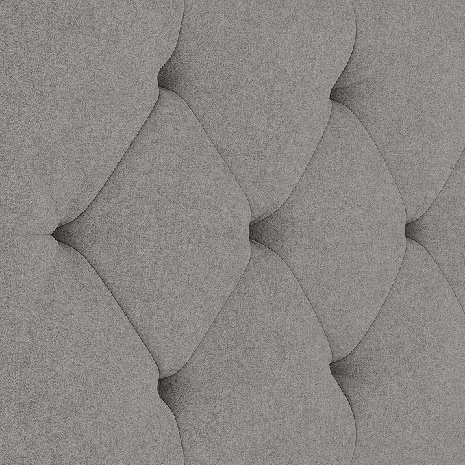Queen Upholstered Headboard Only for Bed Frame from 49”-62”, Adjustable Height Queen XL Headboards with Durable Wood Legs, Fabric Bed Board in Modern Button Design, Light Grey