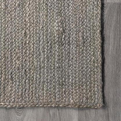 nuLOOM 4x6 Rigo Jute Hand Woven Area Rug, Grey, Solid Farmhouse Design, Natural Fiber, For Bedroom, Living Room, Dining Room, Hallway, Office, Kitchen, Entryway