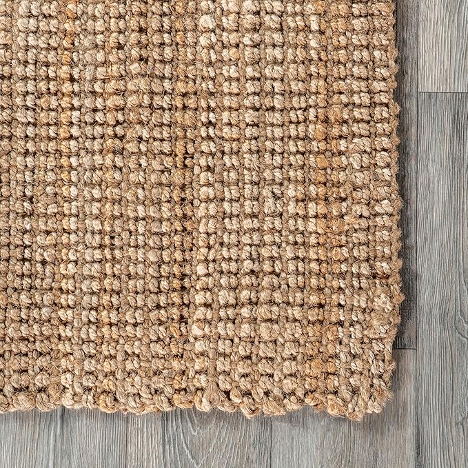 Nuloom Ashli Hand Woven, Natural, 2' 6" x 6', Farmhouse, Jute, Soft and Textured, High Traffic, Stain Resistant, Easy Clean, Durable Runner for Bedroom, Living Room, Dining Space, Den, Foyer, Entryway