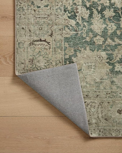 Loloi Magnolia Home by Joanna Gaines Sinclair Collection SIN-05 Jade/Sand 2'-3" x 7'-6", .25" Pile Height, Machine Washable, Runner Rug