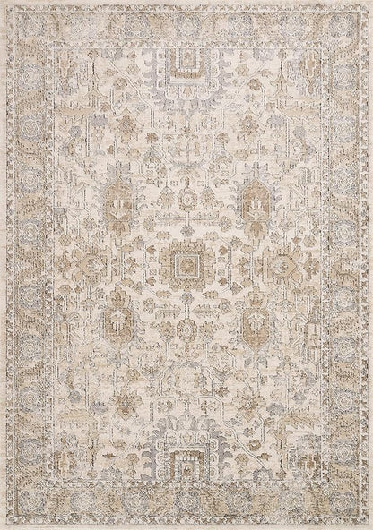 Loloi Teagan Collection TEA-03 Ivory/Sand 6'-7" x 9'-2" Area Rug, Large, Soft Neutral Rug, High-Traffic for Living Room, Bedroom, Home Office, Dining Area