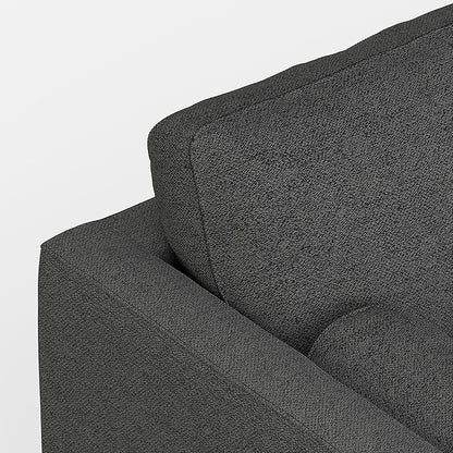SIMPLIHOME Morrison Mid-Century Modern 89 inch Wide Sofa with Ottoman Set in Charcoal Grey Tightly Woven Performance Fabric for the Living Room and Family Room