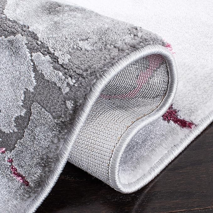 SAFAVIEH Craft Collection Runner Rug - 2'3" x 16', Grey & Wine, Modern Abstract Design, Non-Shedding & Easy Care, Ideal for High Traffic Areas in Living Room, Bedroom (CFT877S)