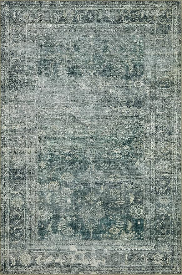 Loloi Magnolia Home by Joanna Gaines Banks Collection BAN-03 Blue/Lagoon 2'-6" x 7'-6", .13" Pile Height, Machine Washable, Runner Rug