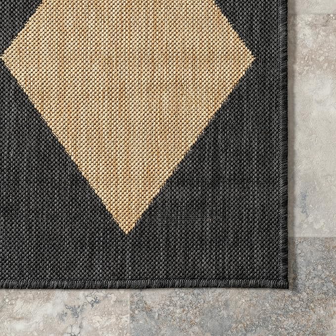nuLOOM 8' Round Outdoor Performance Area Rug, Stain Resistant, Weather Resistant, High Traffic, Patio, Balcony, Outside, Sabina Dark Grey