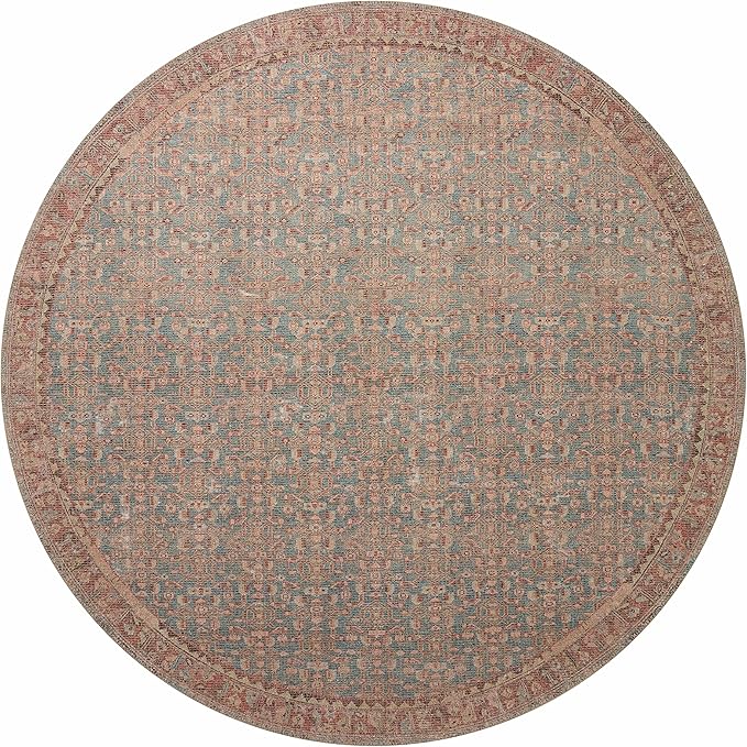 Loloi Angela Rose Aubrey Collection AUB-04 Blue/Terracotta 2'-6" x 12'-0", .19" Pile Height, Runner Rug