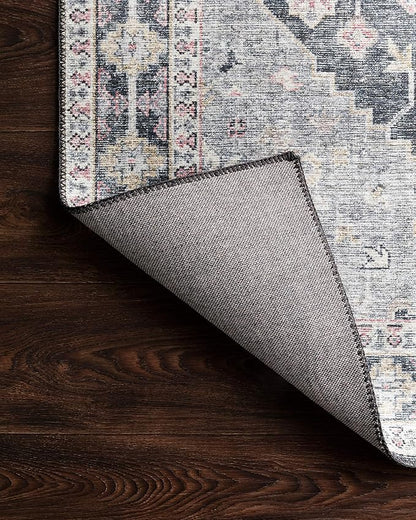 Loloi Skye Collection SKY-02 Charcoal/Multi 6'-0" x 6'-0" Round Area Rug