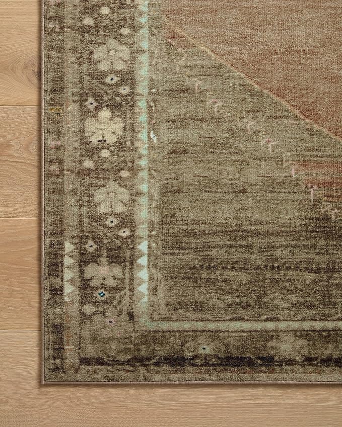 Loloi Magnolia Home by Joanna Gaines Sinclair Collection SIN-06 Clay/Tobacco 2'-3" x 11'-6", .25" Pile Height, Machine Washable, Runner Rug