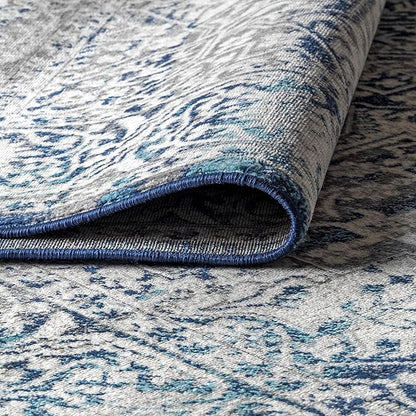 JONATHAN Y Modern Vintage Medallion Navy/Light Gray Indoor Area Rug, 9x12, Country, Floral, Easy-Cleaning for Living Room, Bedroom, Kitchen, Pet Friendly, Non-Shedding (MDP100B-9)